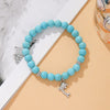 Jewelry Turquoise Beaded Stretchy Rope Bracelet Handmade With Tree Of Life Pendant For Women