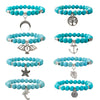 Jewelry Turquoise Beaded Stretchy Rope Bracelet Handmade With Tree Of Life Pendant For Women
