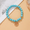 Jewelry Turquoise Beaded Stretchy Rope Bracelet Handmade With Tree Of Life Pendant For Women