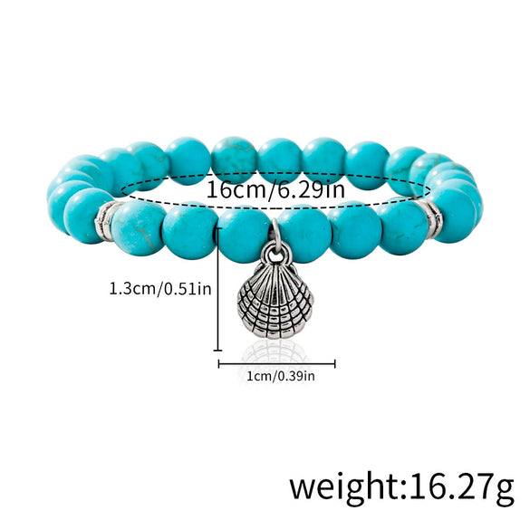 Jewelry Turquoise Beaded Stretchy Rope Bracelet Handmade With Tree Of Life Pendant For Women