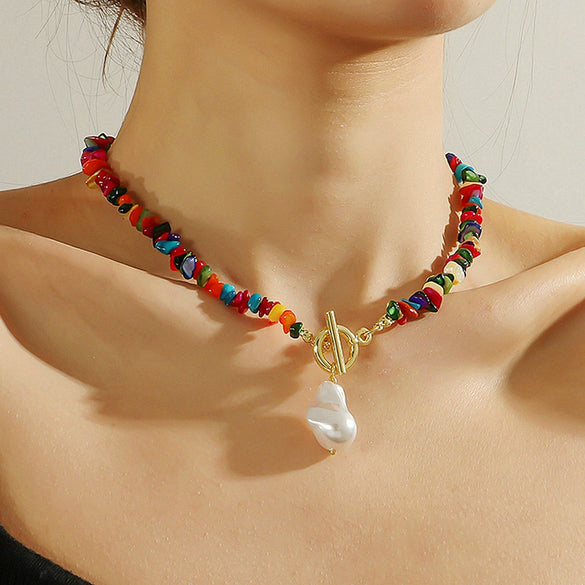 Jewelry Turquoise Geometric Bohemian Style Electroplated Women's Natural Stone Necklace