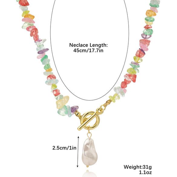 Jewelry Turquoise Geometric Bohemian Style Electroplated Women's Natural Stone Necklace