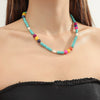 Jewelry Turquoise Pearl Handmade Geometric Pendant Ball Chain Necklace For Women