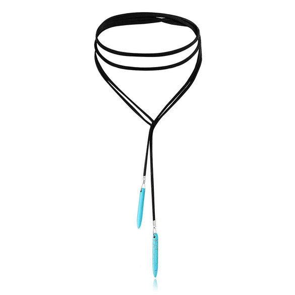 Jewelry Turquoise Pendant Geometric Retro Electroplated Long Regular Chain For Women