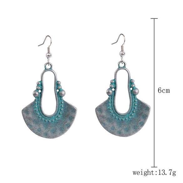 Jewelry Turquoise Pendant Geometric Retro Electroplated Long Regular Chain For Women