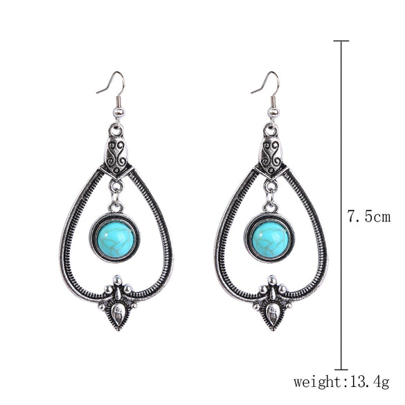 Jewelry Turquoise Pendant Geometric Retro Electroplated Long Regular Chain For Women