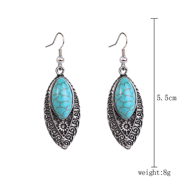 Jewelry Turquoise Pendant Geometric Retro Electroplated Long Regular Chain For Women