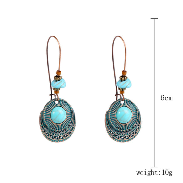Jewelry Turquoise Pendant Geometric Retro Electroplated Long Regular Chain For Women