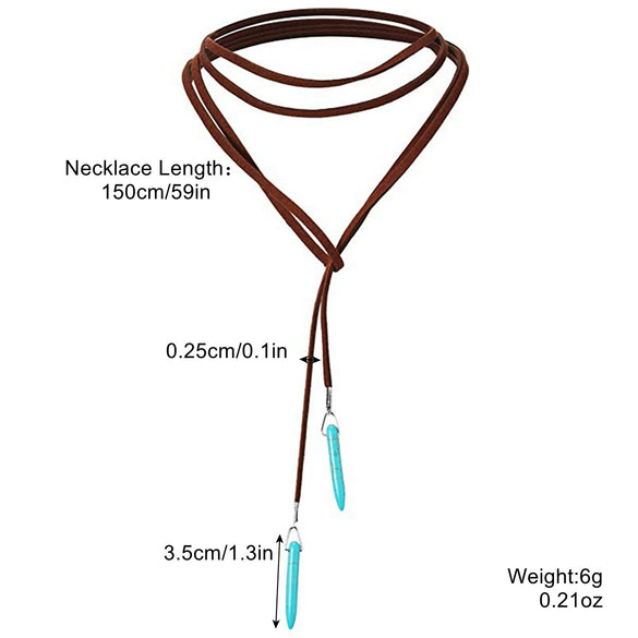 Jewelry Turquoise Pendant Geometric Retro Electroplated Long Regular Chain For Women