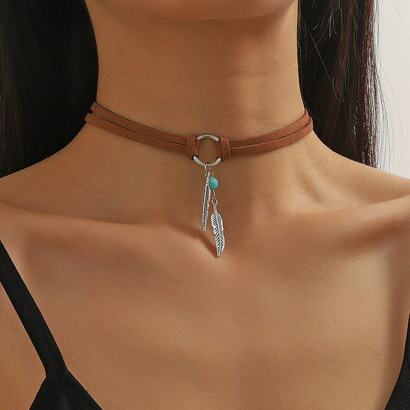 Jewelry Turquoise Pendant Geometric Retro Electroplated Long Regular Chain For Women