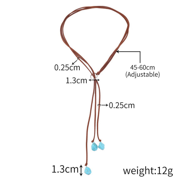 Jewelry Turquoise Pendant Geometric Retro Electroplated Long Regular Chain For Women