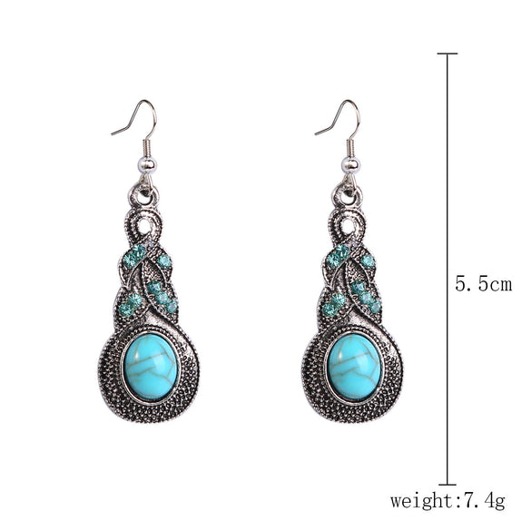 Jewelry Turquoise Pendant Geometric Retro Electroplated Long Regular Chain For Women