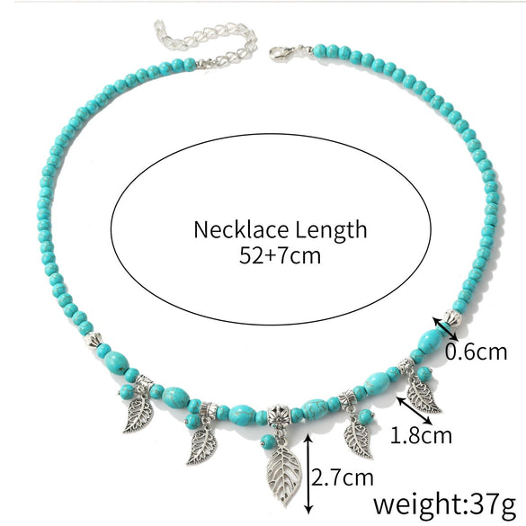 Jewelry Turquoise Pendant Geometric Retro Electroplated Long Regular Chain For Women
