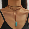 Jewelry Turquoise Pendant Geometric Retro Electroplated Long Regular Chain For Women