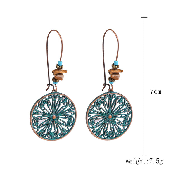 Jewelry Turquoise Pendant Geometric Retro Electroplated Long Regular Chain For Women