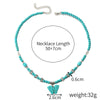 Jewelry Turquoise Pendant Geometric Retro Electroplated Long Regular Chain For Women