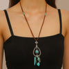 Jewelry Turquoise Pendant Geometric Retro Electroplated Long Regular Chain For Women