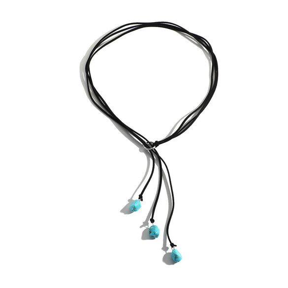 Jewelry Turquoise Pendant Geometric Retro Electroplated Long Regular Chain For Women