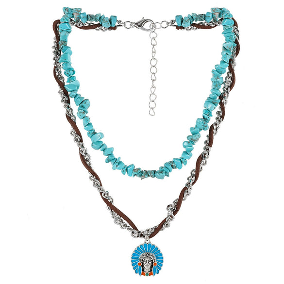 Jewelry Turquoise Plastic Geometric Bohemian Handmade Necklace