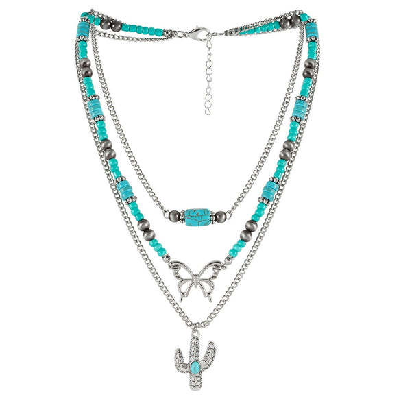 Jewelry Turquoise Plastic Geometric Bohemian Handmade Necklace