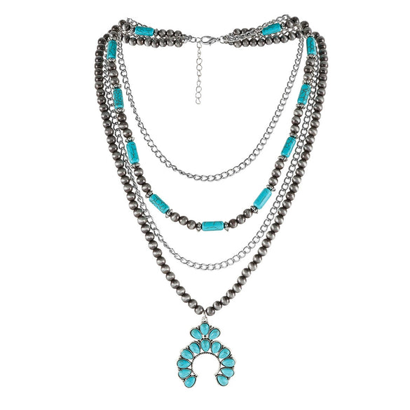 Jewelry Turquoise Plastic Geometric Bohemian Handmade Necklace