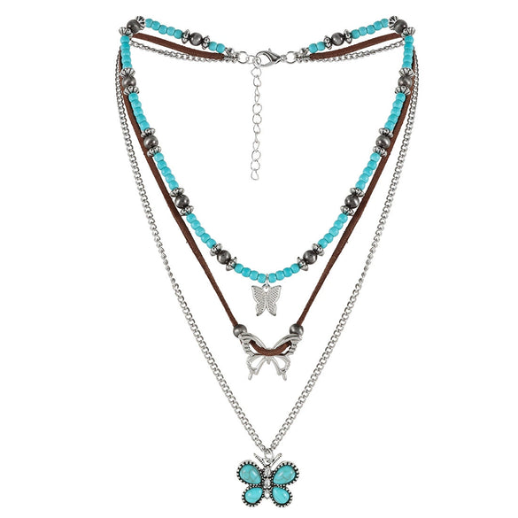 Jewelry Turquoise Plastic Geometric Bohemian Handmade Necklace