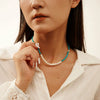 Jewelry Turquoise S925 Sterling Silver Geometric Baroque Necklace Electroplated
