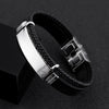Jewelry Twist Woven Leather Stainless Steel Bracelet Engraved Electroplated