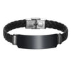 Jewelry Twist Woven Leather Stainless Steel Bracelet Engraved Electroplated