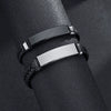 Jewelry Twist Woven Leather Stainless Steel Bracelet Engraved Electroplated