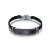 Jewelry Twist Woven Leather Stainless Steel Bracelet Engraved Electroplated