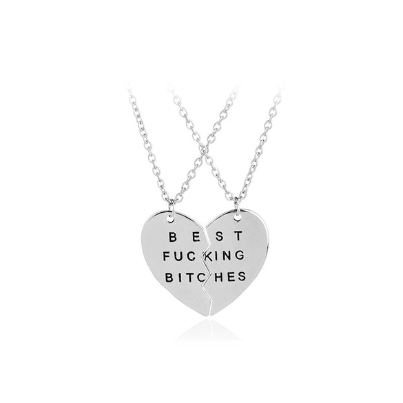 Jewelry Two Piece Splicing Heart Necklace Keychain
