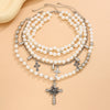 Jewelry Vintage Baroque Clavicle Chain Imitation Pearl Alloy Geometric Electroplating
