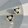 Jewelry Vintage Fragrant Style Heartshaped Geometric Round Earrings For Women Dripping Oil Alloy Imitation Pearl Electroplating