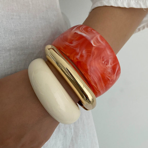 Jewelry Vintage Geometric Resin Handmade Wide Bracelets