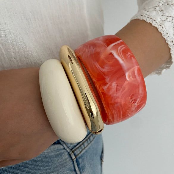 Jewelry Vintage Geometric Resin Handmade Wide Bracelets