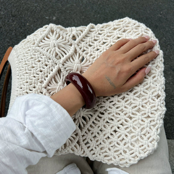 Jewelry Vintage Geometric Resin Open Bracelet And Ring Handmade
