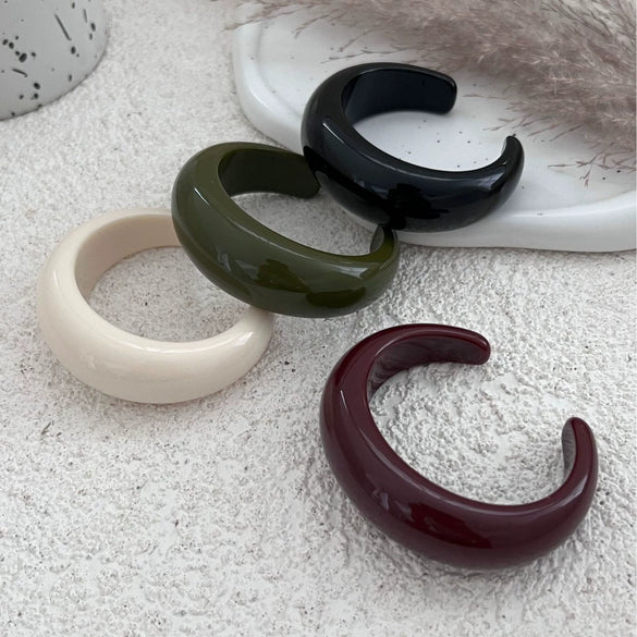 Jewelry Vintage Geometric Resin Open Bracelet And Ring Handmade