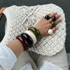 Jewelry Vintage Geometric Resin Open Bracelet And Ring Handmade