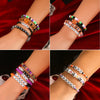 Jewelry Vintage Gothic Style Acrylic Plastic Resin Letters Beaded Elastic Multi Layer Handmade Bracelet