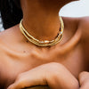 Jewelry Vintage Imitation Pearl Overlapped Woven Baroque Geometric Plastic Resin Handmade Necklace