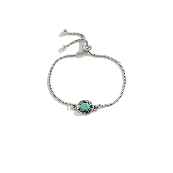 Jewelry Vintage Pendant Adjustable Turquoise Bracelet Alloy Geometric Pattern Diamond Treated