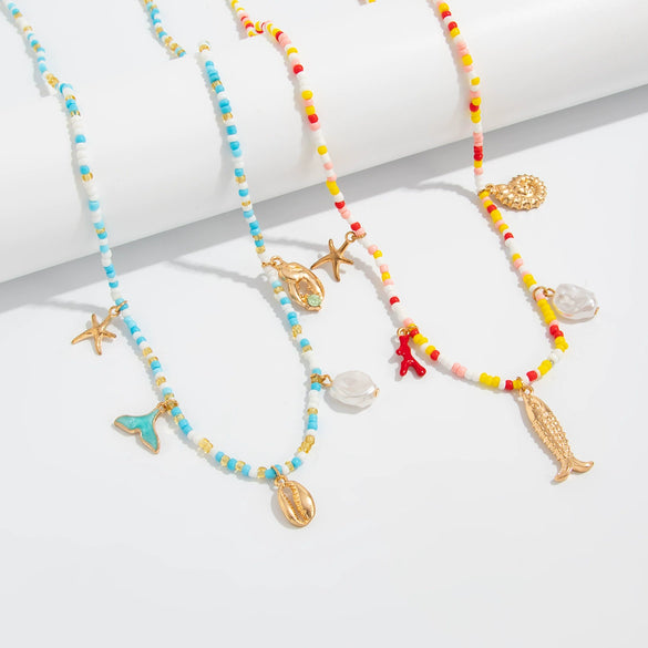 Jewelry Waist Chain Body Chain Starfish Conch Style Rice Beads Alloy Dripping Oil Imitation Pearls For Women