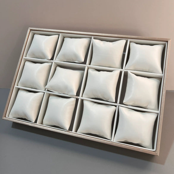 Jewelry Watch Bracelet Display Tray Wooden Frame Velvet Log Material 12 Grid Plate Artistic Style