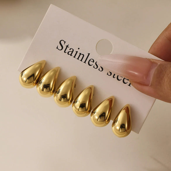 Jewelry Water Drop Hollow Electroplated Titanium Steel Fashion Earrings For Women