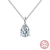 Jewelry Water Drop Pear Pendant Clavicle Chain Women's 925 Sterling Silver Geometric Zircon Necklace 14K Gold Plated