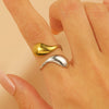 Jewelry Water Wave Open Hydraulic Ring Titanium Steel Color Block Geometric Electroplated Unisex