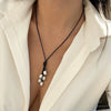 Jewelry Wax Line Geometric Imitation Pearl Tassel Pendant Necklace For Women Handmade