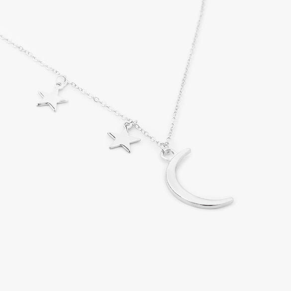 Jewelry Wholesale Romantic Couple Metal Moon Star Combination Women's Clavicle Necklace New Products