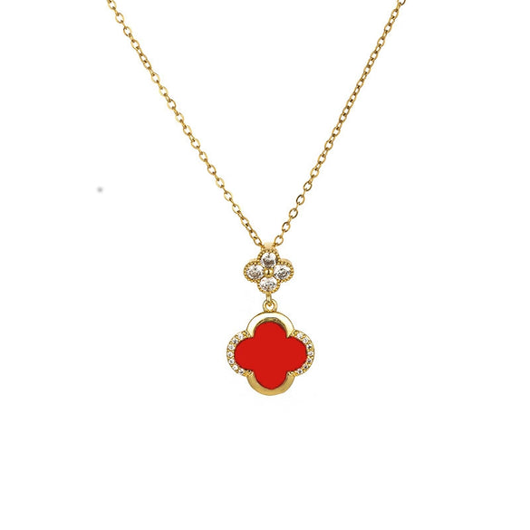 Jewelry Women Copper Titanium Steel Plants Flowers Electroplated Fourpiece Set Necklace Bracelet Earrings Ring